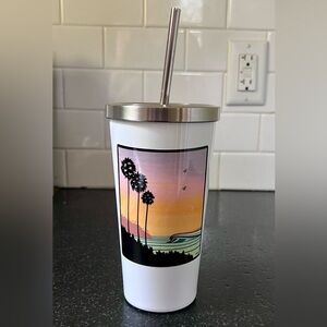 Metal drink tumbler for cool or hot drinks. Perfect beach companion.